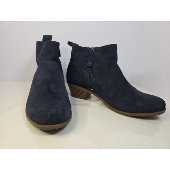 Vionic Vera Soft Suede Ankle Booties Navy Blue Water Resistant Women’s Size 8 - Picture 1 of 9